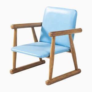 Japanese Child's Chair in Blue Leatherette