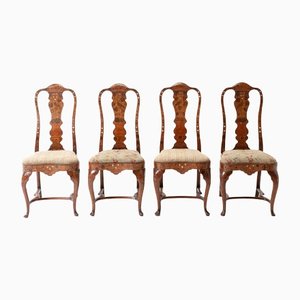 18th Century Dutch Marquetry Side Chairs, Set of 4