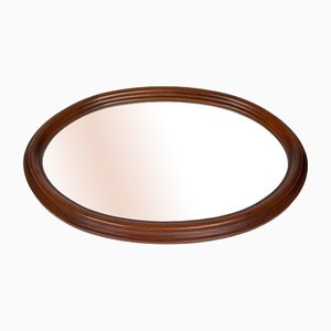 Oval Mirror in Solid Walnut Wood, 1950s