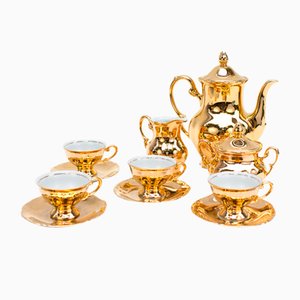 Golden 4-Person Tea Service from Mitterteich Bavaria, Set of 11