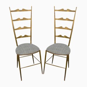 Italienische Mid-Century Messing Stühle, 1950er., 2er Set