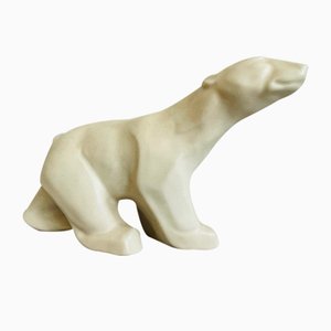 Large Art Deco Ceramic Polar Bear from Langley Mill, England, 1930s or 1940s