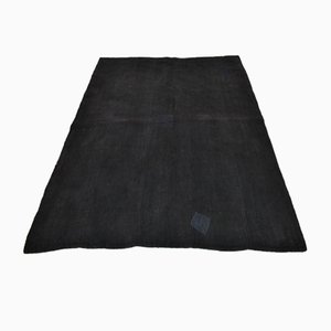 Schwarzer Vintage Vintage Teppich aus Hanf