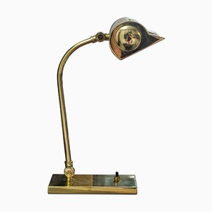 Lampada da banchiere Mid-Century in ottone con paralume girevole in ottone