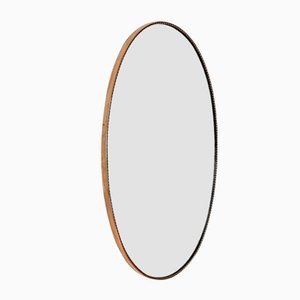 Large Mid-Century Italian Wall Mirror with Brass Frame, 1970s