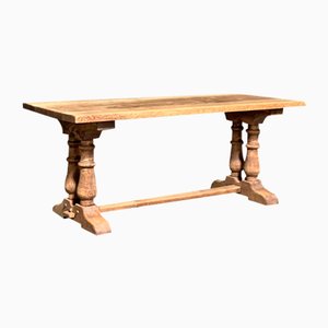 Small French Bleached Oak Farmhouse Dining Table