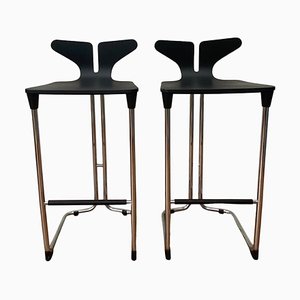 Set of Modern Black and Chromed Barstools from Casamania