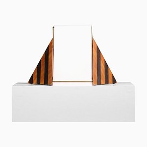 Italian Acrylic Glass and Wood Pyramid Table Lamp in the Style of Tobia Scarpa, 1980s