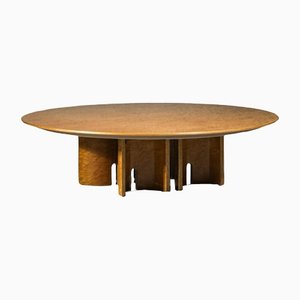 Italian Round Burr Wood Coffee Table by Giovanni Offredi, 1960s
