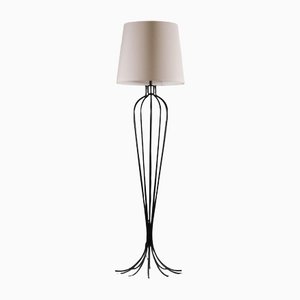 French Solid Steel Floor Lamp in the style of Jean Royère, 1950s