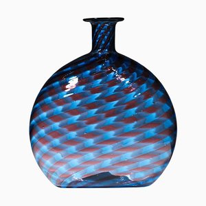 Italian Blue & Red Murano Glass Vase in the Style of Gio Ponti, 1960s