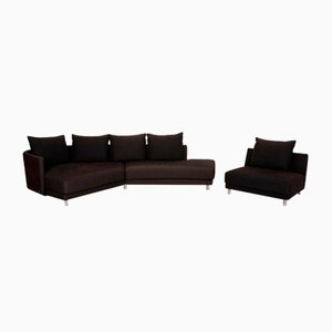 Stoff Onda Ecksofa & Sessel in Anthrazit von Rolf Benz, 2er Set