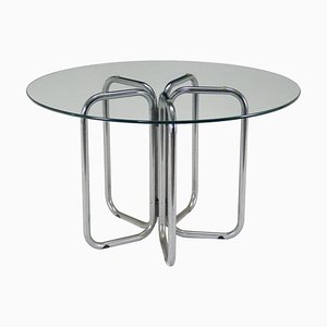 Chromed Metal & Glass Table, 1970s