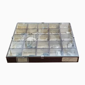 Display Cases with Various Minerals, Set of 4