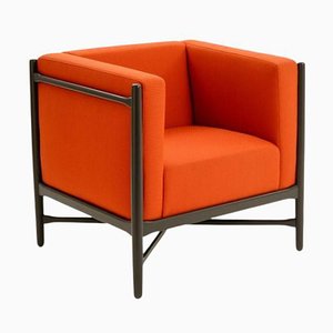 Sunset Orange Black Lacquered Loka Lounge Armchair Novum by Colé Italia
