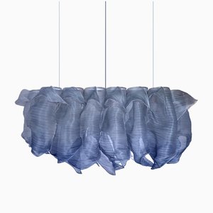 Large Blue Nebula Hand-Painted Pendant Lamp by Mirei Monticelli