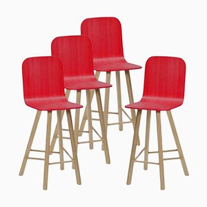 Red Tapparelle High Back Tria Stool by Colé Italia, Set of 4
