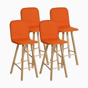 Orangefarbener Tria Hocker mit hoher Rückenlehne aus Wolle von Colé Italia, 4er Set