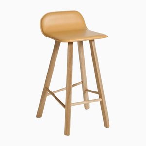 Low Back Natural Leather Tria Stool by Colé Italia