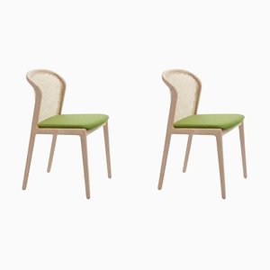 Natural Beech Wood Nord Wool Green Vienna Chair by Colé Italia, Set of 2
