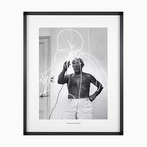 Print Picasso Drawing With Light, Black & White Photograph, Framed