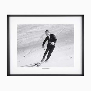 Agnelli Hits the Slopes, Black & White Photograph, Framed