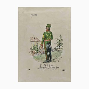 Herbert Knotel, 7e Hussards, Dessin, 1940s