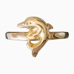 Vintage 8k Gold Dolphin Ring, 1980er
