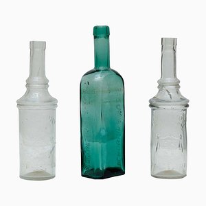 Pharmacy Glass Bottles Set, Barcelona, 1920, Set of 3
