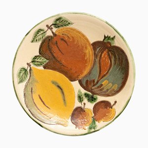 Ceramic Traditional Hand Painted Plate by Catalan Artist Puigdemont, 1960s