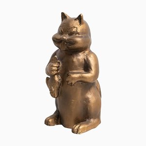 Figura de gato tradicional de yeso, años 50