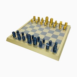 Mid-Century Modern Italian Professional Chess Board with Pawns, 1980s