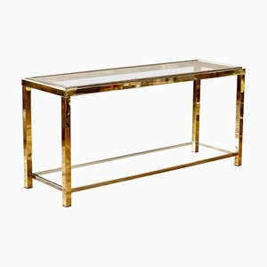 Italian Console Table in Brass and Chrome