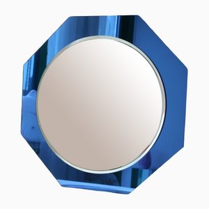 Espejo italiano vintage de cristal de zafiro azul