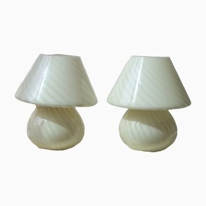 Lampada da tavolo vintage in vetro di Murano color crema