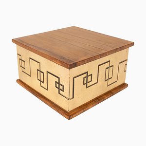 Quadratische dekorative Box aus massivem Messing und Holz, Italien, 1970er