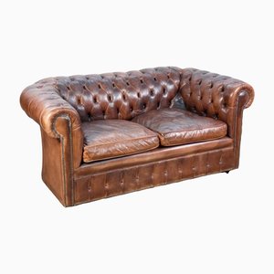 Original English Leather Chesterfield Sofa