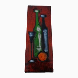 Mid-Century Glazed Studio Ceramic Wall Plaque, 1960s
