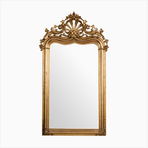 Antique 19th Century French Louis Philippe Mirror in Golden & Carved Wood