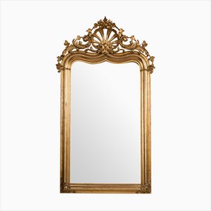 Miroir Louis Philippe Antique en Bois Doré et Sculpté, France