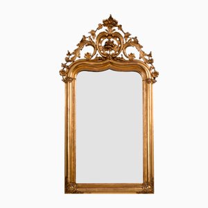 Miroir Louis Philippe Antique en Bois Doré et Sculpté, France