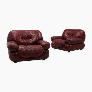 Sapporo Leather Armchairs from Mobil Girgi, 1970s, Set of 2