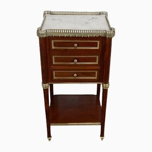 Small Middle and Marble Mahogany Side Table with Drawers in the Style of Louis XVI, 1900s