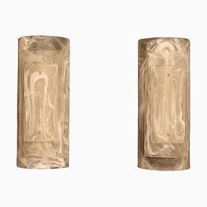 Large Murano Glass Wall Lights in Alabaster, Set of 2