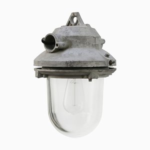 Lámparas colgantes industriales de vidrio transparente y gris