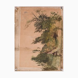 Peter De Wint, árboles y agua, siglo XVIII, acuarela sobre papel