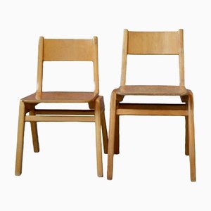 Kleine skandinavische Vintage Stühle, 2er Set