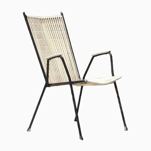 Wrought Iron Lounge Chair in Brass & Scoubidou, France, 1950s