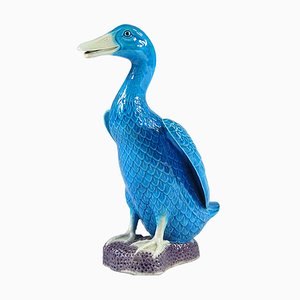 Blue Porcelain Chinese Duck Figure