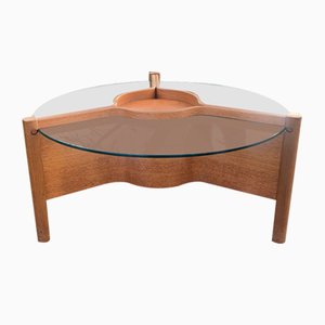 Coffee Table in Thermoformed Wood & Glass from Nathan, 1960s